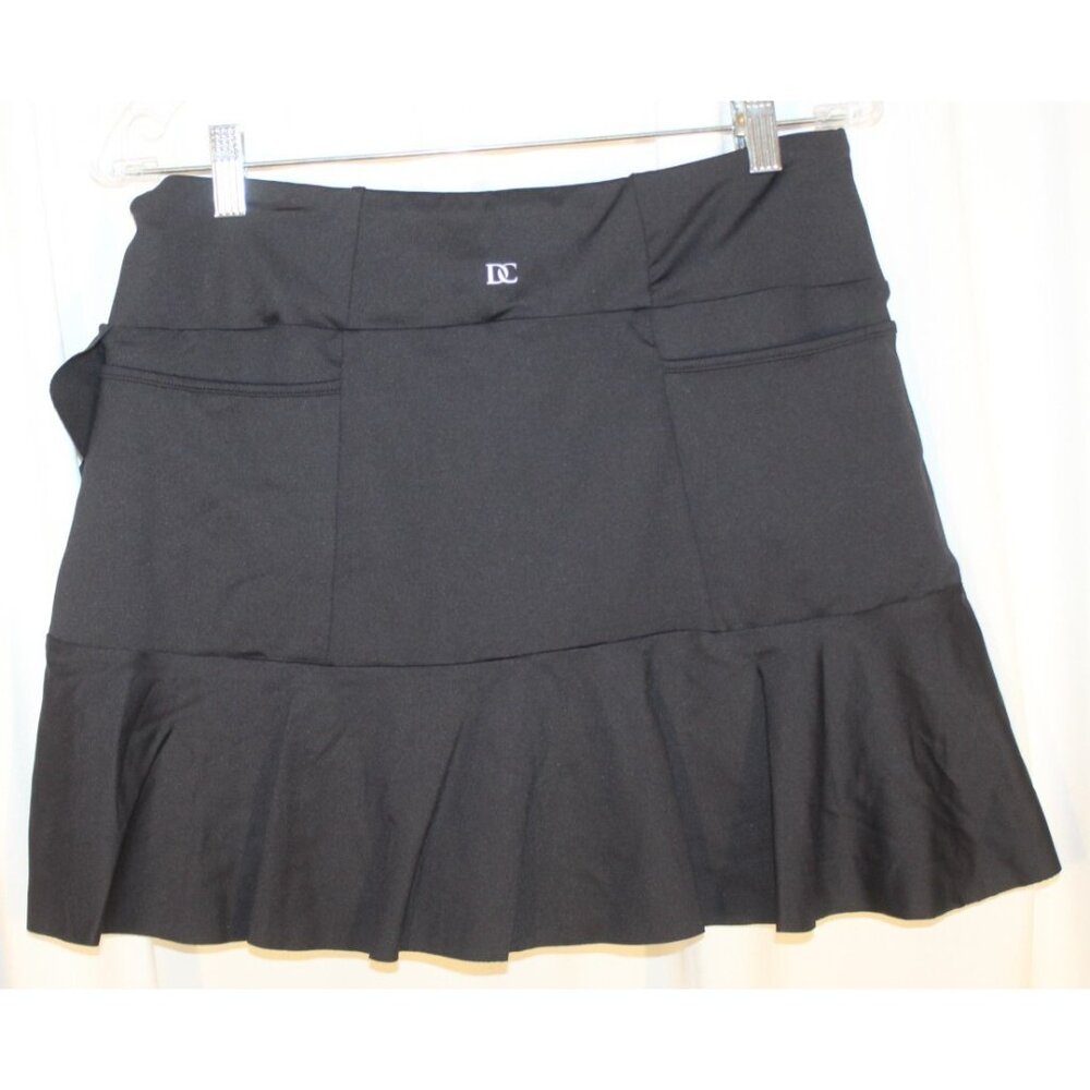 NEW Denise Cronwall MEDIUM Vespa Midi Flounce Ruffle Wrap Skort 15" BLACK - Picture 5 of 5